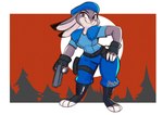 2022 anthro bottomwear breasts capcom clothing cosplay crossover disney european_rabbit female footwear forest fur gloves gun hair hand_on_hip handwear hat headgear headwear holster jill_valentine judy_hopps lagomorph leporid makardraws mammal multicolored_body multicolored_fur oryctolagus plant rabbit ranged_weapon resident_evil signature solo thick_thighs thigh_belt topwear tree two_tone_body two_tone_fur weapon zootopia