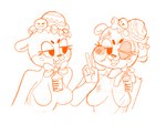 anthro breasts bruised clothing clothing_bow eyelashes female headgear headwear nude open_mouth solo kaboozey chiitan mammal mustelid otter reptile scalie turtle 2022 monochrome orange_and_white nonbinary_(lore)