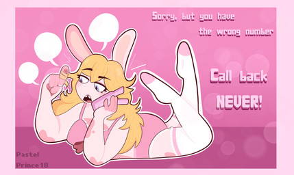4_fingers anthro arms_bent bent_legs black_eyebrows blonde_hair blue_eyes blush bra breasts brown_pawpads buckteeth butt cellphone clothed clothed_anthro clothed_female clothing dialogue electronics exclamation_point eyebrow_through_hair eyebrows eyelashes female female_anthro fingers frown fully_clothed fully_clothed_anthro fully_clothed_female fur fur_markings hair hand_pawpads holding_cellphone holding_object holding_phone light lips long_ears long_hair looking_down lying markings multicolored_body multicolored_fur noseless on_front open_frown open_mouth outline pawpads phone phone_call pink_background pink_bra pink_clothing pink_fingers pink_lips pink_markings pink_tongue pink_underwear simple_background smartphone solo speech_bubble tan_inner_ear teeth text tongue touching_hair translucent translucent_hair twirling_hair two_tone_body two_tone_fur underwear white_knee_socks white_outline yelling pastelprince18 mario_bros mario_plus_rabbids_kingdom_battle nintendo raving_rabbids rayman_(series) ubisoft rabbid_peach lagomorph mammal rabbid 2025 artist_name colored crossover digital_drawing_(artwork) digital_media_(artwork) english_description english_text hi_res lighting