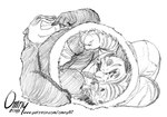 angry anthro bottomwear claws clenched_teeth clothed clothing cramped duo eyes_closed fangs female female_prey fist fully_inside fur internal lying male male_pred obese obese_anthro obese_male on_side overweight overweight_anthro overweight_male pants picking_teeth shirt smile soft_vore teeth topless topless_male topwear vore omny87 dreamworks kung_fu_panda master_po_ping master_tigress bear felid giant_panda mammal pantherine tiger 2018 monochrome traditional_media_(artwork)