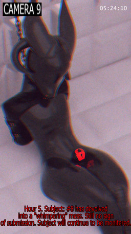 anthro asphyxiation bdsm bindings bondage bound camera_hud camera_view chain chain_leash chastity_bulge chastity_device choking clothing collar drone gimp gimp_mask gimp_suit humiliation latex latex_clothing latex_skinsuit leash lock_bulge lock_symbol male mask null_bulge restraints sexual_torture skinsuit solo submissive submissive_male text tight_clothing torture linthewicker linthewicker_(linthewicker) wickerbeast digital_media_(artwork) english_text hi_res