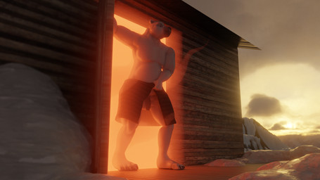 anthro balls belly fur genitals male muscular nude penis sauna smile snow solo steam towel white_body white_fur justyschultzy syn_(justyschultzy) bear mammal polar_bear ursine 16:9 3d_(artwork) digital_media_(artwork) hi_res widescreen