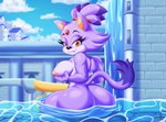 anthro big_butt bite biting_lip breasts butt female holding_breast looking_at_viewer nude sitting_in_water solo water_palace_(sonic_rush) shadowthespirit sega sonic_the_hedgehog_(series) blaze_the_cat domestic_cat felid feline felis mammal absurd_res hi_res