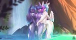 2021 absurd_res anthro areola big_breasts blush breast_size_difference breasts conditional_dnp cutie_mark digital_media_(artwork) equid equine eyebrows feathered_wings feathers female female/female fingering fingering_self fingers friendship_is_magic genitals group hasbro hi_res horn huge_breasts mammal masturbation my_little_pony mythological_creature mythological_equine mythology nipples nude outside princess_celestia_(mlp) princess_luna_(mlp) pussy sibling_(lore) sister_(lore) suds sugarlesspaints text twilight_sparkle_(mlp) url water winged_unicorn wings