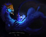 blue_body bone crown feral gold_(metal) headgear male skull skull_head solo space tail badartvirtuoso league_of_legends mythology riot_games tencent aurelion_sol_(lol) dragon mythological_creature mythological_scalie scalie 5:4 hi_res