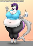 belly big_breasts breasts clothing covered_nipples crop_top female navel obese overweight shirt solo thick_thighs topwear gyro-furry saki fish marine shark hi_res