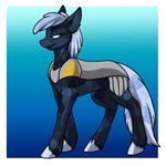 armor blue_body blue_fur blue_hair border female feral fur gradient_background hair hooves simple_background solo tail white_border foxenawolf friendship_is_magic goldfur's_cogsverse hasbro my_little_pony crystal_pony_(mlp) equid equine horse mammal pony 1:1