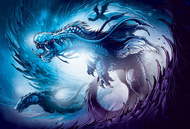 ambiguous_gender blue_background blue_body blue_scales claws feral flying group membrane_(anatomy) membranous_wings open_mouth scales sharp_teeth simple_background tail teeth wings dan_mumford hasbro magic:_the_gathering mythology wizards_of_the_coast dragon mythological_creature mythological_scalie scalie official_art