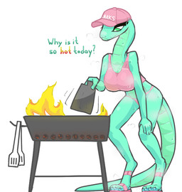 4_toes abstract_background anthro big_breasts bodily_fluids breasts clothing digitigrade digitigrade_footwear feet female fire footwear furgonomic_footwear furgonomics green_body green_eyes green_scales hat headgear headwear leaning leaning_forward panties pink_clothing scales smelly smelly_feet solo sweat sweatdrop sweaty_body sweaty_breasts tail text toes topwear underwear horiori slinky_(horiori) reptile scalie snake