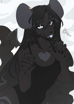 anthro biped breasts claws clothed clothed_anthro clothed_female clothing ear_piercing female fingers front_view fur hair looking_at_viewer piercing simple_background solo standing teeth tongue wings noodlerain mammal mouse murid murine rodent 2026 absurd_res digital_drawing_(artwork) digital_media_(artwork) hi_res