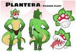 3_toes 4_fingers anthro badroy balls_outline barefoot bodily_fluids bulge collar detailed_bulge elemental_creature english_text feet fingers flora_fauna genital_outline lips male mario_bros muscular muscular_male nintendo piranha_plant plant plantera_(plantera) saliva saliva_on_tongue sharp_teeth solo spiked_collar spikes teeth text thick_lips toes tongue tongue_out