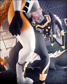 animal_genitalia animal_penis anthro black_body black_fur blue_markings bodily_fluids canine_genitalia canine_penis crying cum cum_drip cum_inside deep_throat dripping duo erection forced forced_oral fur genital_fluids genitals knot male male/male male_penetrated male_penetrating male_penetrating_male markings multicolored_body oral oral_penetration orange_body orange_fur penetration penile penis penis_in_mouth questionable_consent rape sex tears tears_on_cheek white_body white_fur yellow_markings lill_esp lill_espion wharf_(character) deuzear rexouium 3d_(artwork) absurd_res blender_(artwork) digital_media_(artwork) hi_res