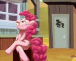 blue_eyes bodily_fluids building cutie_mark female feral hair outhouse outside pink_hair sitting solo sweat tail tears themotaro friendship_is_magic hasbro my_little_pony pinkie_pie_(mlp) earth_pony equid equine horse mammal pony 2012 5:4 hi_res