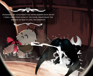 2_horns after_sex antennae_(anatomy) anthro anus balls biped black_body bodily_fluids butt clothing cum cum_from_vagina cum_in_vagina cum_inside cum_on_ground dialogue duo excessive_cum excessive_genital_fluids exclamation_point eyes_closed female fingers fur genital_fluids genitals glans heart_symbol holding_clothing holding_object horn humanoid_genitalia humanoid_penis inside male male/female motion_lines nude penis red_clothing text text_box vein veiny_balls veiny_penis vulva water white_text boxman hollow_knight_(franchise) team_cherry hornet_(hollow_knight) kratt_(hollow_knight:_silksong) arthropod flea_(hollow_knight:_silksong) 2025 english_text hi_res