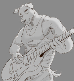 anthro electric_guitar guitar male musical_instrument playing_guitar playing_music plucked_string_instrument pose solo string_instrument soliscanis animal_crossing nintendo k.k._slider canid canine canis domestic_dog hunting_dog jack_russell_terrier mammal terrier greyscale hi_res monochrome