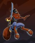 abstract_background anthro biped clothing female footwear jumping katana melee_weapon pose sandals shoes solo sword weapon op80918 teenage_mutant_ninja_turtles ninjara_(tmnt) umeko_(tmnt) canid canine fox mammal