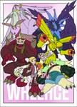 anthro antylamon armor bandai_namco black_body blonde_hair blue_eyes brown_body brown_fur cherubimon cherubimon_(evil) cherubimon_(good) digimon digimon_(species) evolutionary_family fur gargomon group gun_arm hair headgear helmet hi_res human long_ears lopmon male mammal pink_body rapidmon tasishomeos terriermon wendigomon white_body white_fur willis_(digimon)