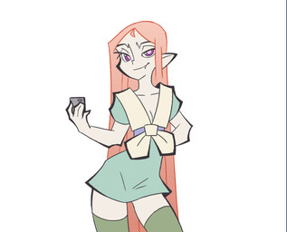 blue_eyes blue_hair breasts butt cellphone clothing electronics eyelashes female genitals green_eyes hair humanoid_pointy_ears legwear looking_at_viewer midriff navel not_furry phone pink_hair pointy_ears purple_eyes selfie simple_background small_breasts smartphone solo stockings undressing vulva white_background thepinkpirate valerie_vecula humanoid vampire 2d_animation animated frame_by_frame