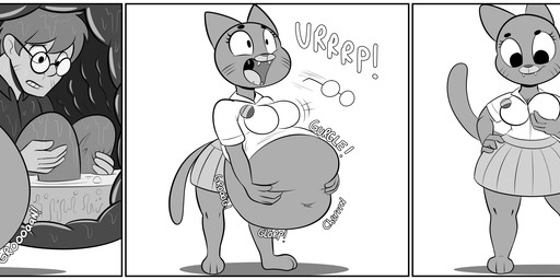 after_vore anthro anthro_focus anthro_pred base_one_layout belly big_belly bodily_fluids bodily_noises border bottomwear breast_expansion breast_fondling breast_play breasts burping burping_up_glasses burping_up_object churn clothing derived_sound_effect different_sound_effects digestion duo expansion extended_sound_effect eyewear female female_anthro female_pred fondling glasses glorp hand_on_breast hand_on_own_breast holding_breast huge_belly human_prey inside_stomach internal male male_human male_prey medium_breasts navel one_row_layout onomatopoeia oral_vore organs rumbling_stomach same_size_vore skirt solo_focus sound_effect_variant sound_effects stomach stomach_acid text three_frame_image three_frame_sequence vore white_border swiftsketchpone cartoon_network the_amazing_world_of_gumball nicole_watterson domestic_cat felid feline felis human mammal digital_media_(artwork) hi_res monochrome sequence