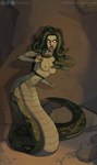 angry annoyed apode athletic bare_breasts blush breasts empty_eyes female green_body legless living_hair looking_at_viewer multicolored_body multicolored_scales nipples no_pupils nude nude_female pseudo_hair rattle_(anatomy) rock scales serpentine snake_hair solo teratophilia visible_ribcage white_eyes linaswalaf european_mythology greek_mythology heroes_of_might_and_magic heroes_of_might_and_magic_3 might_and_magic mythology ubisoft medusa draconcopode monster naga reptile scalie snake absurd_res hi_res