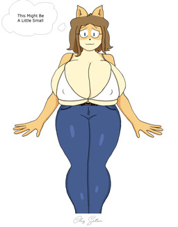 5_fingers anthro big_breasts biped blue_bottomwear blue_clothing blue_eyes blue_pants bottomwear breasts brown_hair cleavage cleavage_overflow clothed clothing countershade_face countershade_torso countershading eyelashes female fingers fur hair huge_breasts nipple_outline pants simple_background solo tan_body tan_fur text thought_bubble white_background white_bikini_top theclaysatan june_(jinu) canid canine canis domestic_dog mammal shiba_inu spitz 2018 artist_name digital_drawing_(artwork) digital_media_(artwork) english_description english_text hi_res portrait three-quarter_portrait
