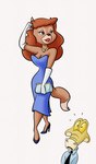 anthro big_breasts blue_clothing blue_footwear blue_shoes breasts cleavage clothed clothing duo female footwear high_heels male shoes thick_thighs wide_hips stanmort disney talespin katie_dodd stanmort_(sona) canid canine crocodile crocodilian fox mammal reptile scalie hi_res