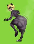 blonde_hair butt clothing excessive_feces fake_cat_ears fake_ears feces femboy green_eyes hair hyper hyper_feces hyper_soiling latex male mask not_furry open_mouth scatplay soiling solo suit octoboy miraculous_ladybug cat_noir human mammal hi_res