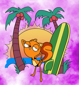 anthro bikini buckteeth clothing coconut_tree female fruit_tree half-closed_eyes hand_on_hip looking_at_viewer narrowed_eyes notched_ear palm_tree plant pose sea solo sun surfboard swimwear teeth tree two-piece_swimsuit water young young_anthro manwithnobats third-party_edit zeigram_(colorist) disney kiff_(series) kiff_chatterley mammal rodent sciurid tree_squirrel 2025 alternate_version_at_source color_edit colored