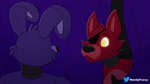 16:9 2d_animation advertisement animated anthro blurred_background bonnie_(fnaf) canid canine cheek_tuft dialogue duo english_audio eye_patch eyewear facial_tuft five_nights_at_freddy's fox foxy_(fnaf) fur glowing glowing_eyes hi_res imminent_sex lagomorph leporid long_playtime machine male male/male mammal mandyfoxy preview promotional_material rabbit red_body red_fur robot scottgames sound tuft voice_acted webm widescreen yellow_eyes