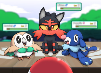 2_toes 3_fingers 3_toes :< ambiguous_gender beady_eyes beak biped black_body black_eyes black_fur black_nose black_tail blue_body blue_skin blue_tail blurred_background blush brown_beak cheek_tuft claws cloud eye_markings eyelashes facial_markings facial_tuft feathered_wings feathers featureless_crotch feet female_symbol feral fin fingers flippers forehead_markings frill_(anatomy) frown fur gameplay_mechanics gender_symbol green_body green_feathers green_tail group gui head_markings head_tuft health_bar looking_aside looking_at_viewer looking_away male_symbol markings mask_(marking) membrane_(anatomy) membranous_frill multicolored_beak multicolored_body multicolored_feathers multicolored_fur multicolored_skin muzzle_(marking) neck_frill open_beak open_mouth open_smile outside pink_nose pink_tongue plant pokeball pseudo_clothing quadruped red_body red_eyes red_fur red_markings red_stripes serious sitting sky smile snout snout_markings spread_arms spread_wings stage standard_pokeball starter_trio striped_body striped_fur stripes symbol tail tail_feathers tail_fin talons tan_body tan_feathers tan_wings toe_claws toes tongue tree trio tuft two_tone_beak two_tone_body two_tone_fur two_tone_skin white_beak white_body white_feathers white_markings white_skin winged_arms wings yellow_sclera metaljaw75 nintendo pokemon aquatic avian bird felid generation_7_pokemon litten mammal pinniped pokemon_(species) popplio rowlet 2016 absurd_res digital_drawing_(artwork) digital_media_(artwork) full-length_portrait hi_res portrait