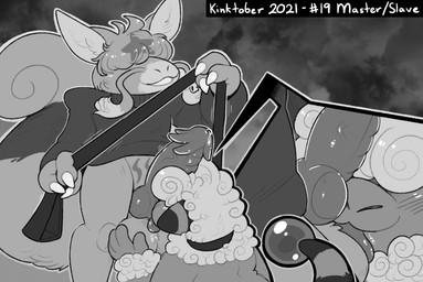 ambiguous_gender ball_lick ball_worship balls big_balls big_penis body_worship collar duo female genital_worship genitals leash licking male master oral penis sex slave tongue tongue_out crownedvictory kinktober nintendo pokemon astrix flaaffy generation_1_pokemon generation_2_pokemon kadabra pokemon_(species) 2021 absurd_res greyscale hi_res monochrome