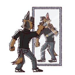 anthro black_body black_clothing black_footwear black_fur black_hoodie black_shoes black_topwear blue_bottomwear blue_clothing blue_pants bodily_fluids bottomwear brown_body brown_fur clothed clothing crying fist footwear frown fully_clothed fur gesture hand_gesture hoodie humor inner_ear_fluff jewelry male mirror necklace pants pointing raised_arm shaking shoes simple_background sneakers solo tears topwear tuft white_background wondershove asher_(wondershove) canid canine canis domestic_dog mammal 1:1 2021 digital_media_(artwork) meme
