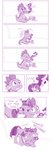 anthro clothed clothing duo female feral horn looking_up male tail text upskirt dstears friendship_is_magic hasbro my_little_pony mythology rarity_(mlp) spike_(mlp) twilight_sparkle_(mlp) dragon equid equine mammal mythological_creature mythological_equine mythological_scalie scalie unicorn english_text hi_res monochrome