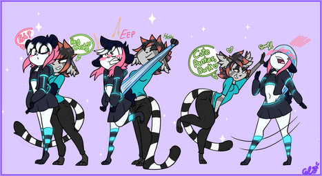 anthro assisted_exposure atomic_wedgie blue_clothing blue_panties blue_underwear blush bottomwear clothing colored_edge_panties duo embarrassed female female/female footwear knee_highs legwear markings miniskirt panties pattern_clothing pattern_footwear pattern_legwear pattern_socks ring_(marking) ringed_tail skirt socks sound_effects striped_clothing striped_footwear striped_markings striped_socks striped_tail stripes tail tail_markings teasing underwear wedgie wedgie_fetish floofflebutt bear giant_panda lemur mammal primate strepsirrhine