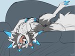 alternate_color animal_genitalia animal_pussy breath canine_genitalia canine_pussy female feral flop furniture genitals happy multi_nipple nipples panting pussy quadruped rock smile sofa tongue tongue_out heliofox nintendo pokemon canid canine canis generation_7_pokemon lycanroc mammal midday_lycanroc pokemon_(species) wolf hi_res