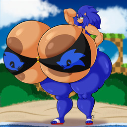 anthro areola beach big_areola big_breasts bikini breasts clothing crossgender female green_hill_zone huge_areola huge_breasts hyper hyper_areola hyper_breasts mtf_crossgender solo swimwear thick_thighs tight_clothing two-piece_swimsuit mrxrickyx sega sonic_the_hedgehog_(series) sonic_the_hedgehog eulipotyphlan hedgehog mammal 1:1 2025 absurd_res hi_res