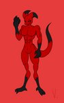 anthro male muscular vamrack harven demon lizard reptile scalie 5:8 black_and_red hi_res monochrome