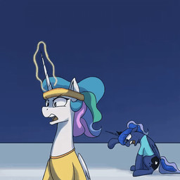 dumbbell duo exhausted female feral hair horn magic multicolored_hair sun weights wings anticularpony friendship_is_magic hasbro my_little_pony mythology princess_celestia_(mlp) princess_luna_(mlp) equid equine mammal mythological_creature mythological_equine winged_unicorn 1:1 2019 2d_animation animated loop low_res sibling_(lore) sister_(lore) sisters_(lore)