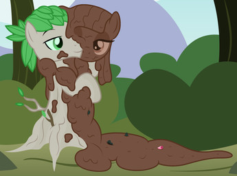 duo female green_eyes hug humor male mud outside plant pun tree visual_pun what_has_magic_done badumsquish friendship_is_magic hasbro my_little_pony maud_pie_(mlp) mudbriar_(mlp) elemental_creature equid equine flora_fauna goo_creature horse mammal mineral_fauna mud_creature pony treant 2019 hi_res
