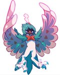 3_toes ambiguous_gender anthro beak brown_body brown_feathers brown_markings claws feathers feet green_body green_claws green_feathers markings purple_eyes solo toe_claws toes ground-lion nintendo pokemon avian decidueye generation_7_pokemon pokemon_(species) 2016 unavailable_at_source