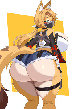 anthro big_breasts big_butt breasts butt female huge_breasts huge_butt mask solo thick_thighs wide_hips capikeeta mihoyo zenless_zone_zero pulchra_fellini felid mammal thiren absurd_res hi_res