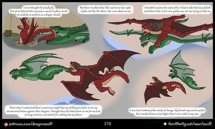 anthro bite black_stripes determined dialogue duo female flying fur furaffinity_logo green_body green_eyes green_scales head_buried head_first helping inner_monologue male membrane_(anatomy) membranous_wings orange_eyes page_number partially_buried patreon_logo red_body red_fur scales scared spread_wings stripes tail tail_bite tail_grab tail_in_mouth tail_pull tan_body tan_fur text thinking ventral_scales wings rimentus european_mythology furaffinity mythology patreon coalt scylla_(rimentus) dragon furred_dragon furred_scalie mythological_creature mythological_scalie scalie western_dragon comic english_text url