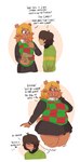 anthro antlers belly big_breasts blush breasts clothing cookie deer deltarune dress duo english_text female food freckles hi_res horn human imagination kris_(deltarune) male male/female mammal new_world_deer noelle_holiday overweight overweight_female reindeer roly slightly_chubby slightly_chubby_female sweater sweater_vest text thick_thighs topwear undertale_(series) vest weight_gain wide_hips
