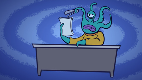 1_eye abstract_background ambiguous_gender ambiguous_humanoid bent_arm black_eyes blue_background blue_body blue_hair blue_sclera blue_skin closed_frown clothed clothed_ambiguous clothed_humanoid clothing desk frown furniture hair holding_object holding_paper holding_stapler lips looking_at_paper mouth_closed noseless not_furry paper pseudo_hair purple_lips sharp_teeth shirt simple_background solo spiral_background stapler table teeth tentacle_hair tentacles topwear yellow_clothing yellow_shirt yellow_topwear unknown_artist jackbox_games push_the_button the_jackbox_party_pack alien alien_(push_the_button) alien_humanoid humanoid 16:9 2026 digital_drawing_(artwork) digital_media_(artwork) english_description flat_colors hi_res official_art promotional_material widescreen