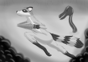 anthro facial_markings female fur greyscale_background hand_wraps head_markings inner_ear_fluff leaf leaf_blade markings plant raccoon_tail running shrub simple_background solo speed_lines tail teeth tuft whiskers wraps fluxfoxart rivals_of_aether lily_(rivals_of_aether) maypul mammal procyonid raccoon absurd_res greyscale hi_res monochrome shaded signature sketch