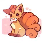 :3 ambiguous_gender blush envelope envelope_in_mouth feral fur heart_symbol inner_ear_fluff multi_tail object_in_mouth orange_body orange_eyes orange_fur paws simple_background sitting solo tail tuft foxlett nintendo pokemon canid canine generation_1_pokemon mammal pokemon_(species) vulpix 2025 signature