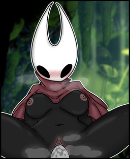 anthro big_breasts black_body black_eyes blush bodily_fluids breasts breath clitoris clothed clothing disembodied_penis duo female female_focus female_penetrated genital_fluids genitals horn looking_at_viewer male male/female male_penetrating male_penetrating_female navel nipples not_furry offscreen_character offscreen_male panting penetration penile penis red_clothing sex solo_focus spread_legs spreading thick_thighs vaginal vaginal_fluids vulva conditional_dnp muffinlewds hollow_knight_(franchise) team_cherry hornet_(hollow_knight) arthropod insect absurd_res digital_media_(artwork) hi_res