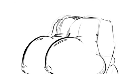 anthro big_breasts breasts female huge_breasts hyper hyper_breasts nipples overweight slightly_chubby slightly_chubby_female solo kingmalt hi_res monochrome sketch