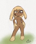 anthro female flat_chested genitals looking_at_viewer nipples nude open_mouth pussy simple_background solo young young_female ruinslynx ankama dofus lilotte canid canine mammal ouginak hi_res