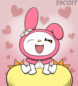 abdominal_bulge ambiguous_penetration anthro chibi clothing duo female female_focus first_person_view flower happy heart_background heart_symbol hoodie male male/female one_eye_closed open_mouth penetration pink_clothing pink_hoodie pink_topwear plant sex simple_background smile solo_focus sparkles sparkling_eyes topwear wink yellow_nose young young_anthro 39coit onegai_my_melody sanrio my_melody avian bird chicken galliform lagomorph leporid mammal phasianid rabbit